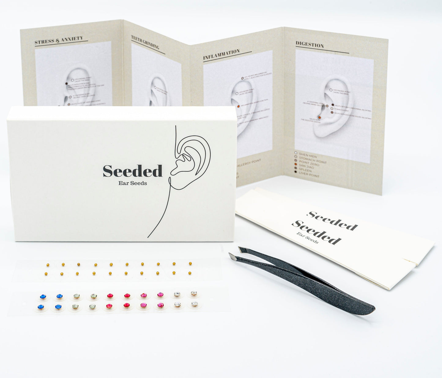 Coloured Seeded Ear Seeds Kit with Tweezers